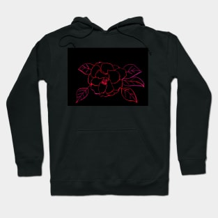 Rose Line Drawing Illustration with black Background Hoodie